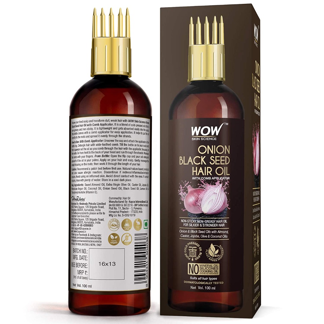 Wow Onion Hair Oil for Hair Fall Control with Comb Applicator