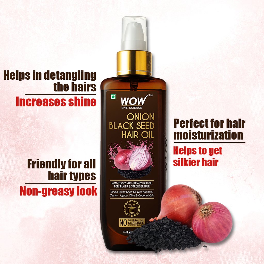 Wow Onion Black Seed Hair Oil for Hair Growth & Hairfall Control, 200ml