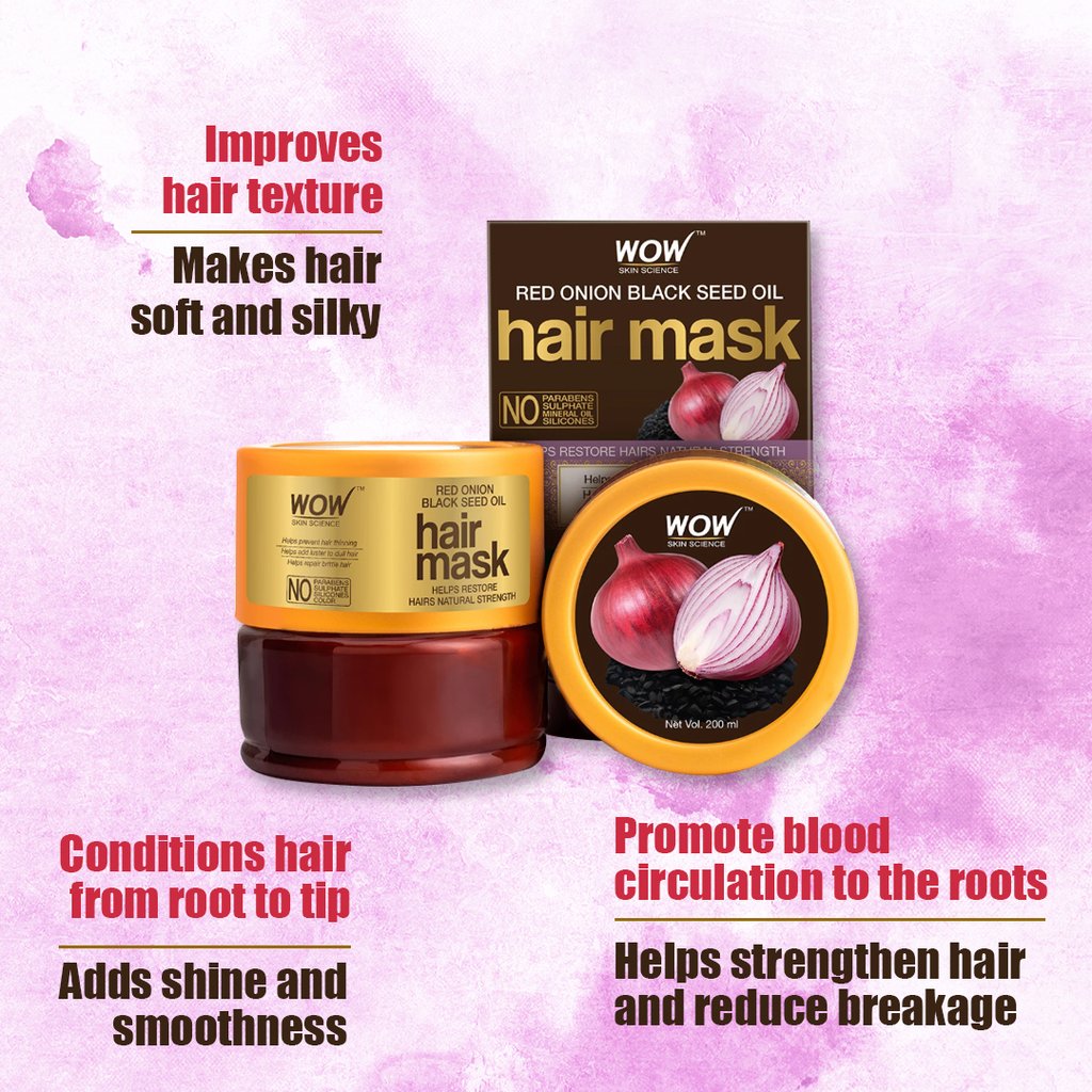 WoW Red Onion Black Seed Oil Hair Mask with Red Onion Seed Oil Extract & Black Seed Oil