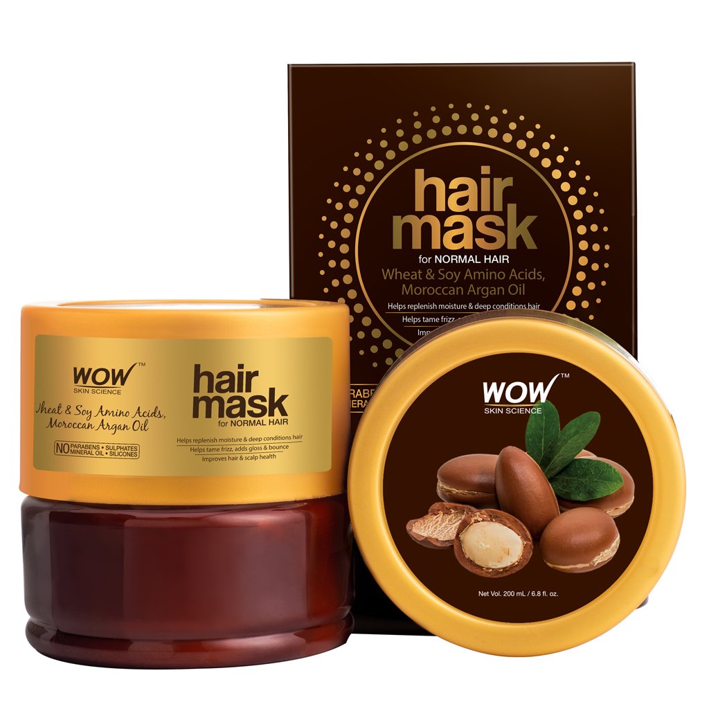 Wow Wheat and Soy Amino Acids | Moroccan Argan Oil Hair Mask for Normal Hair