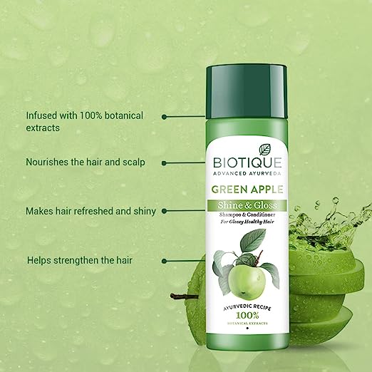 Biotique Green Apple Shine & Gloss Shampoo & Conditioner For Glossy Healthy Hair || Biotique Bio Green Apple Fresh Daily Purifying Shampoo and Conditioner