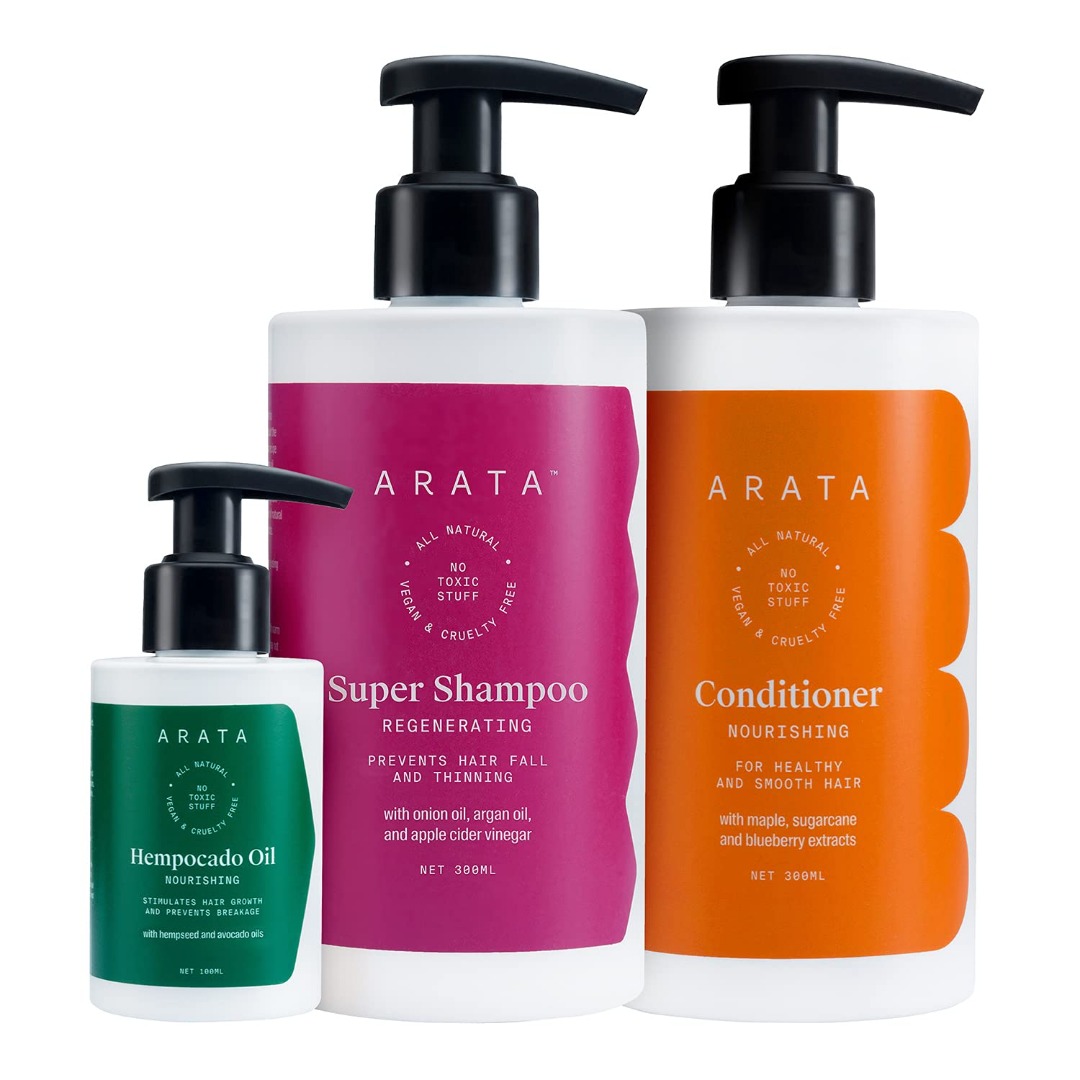 Arata Intensive Hair Fall Control Kit With Onion and Hempocado Oil