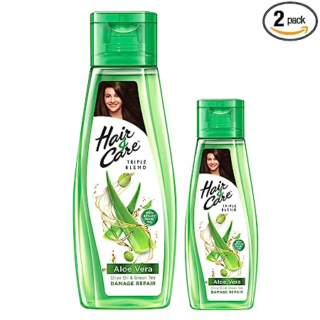 Hair & Care Damage Repair Non-Sticky Hair Oil with Aloe Vera, Olive Oil & Green Tea, 300+100 ml