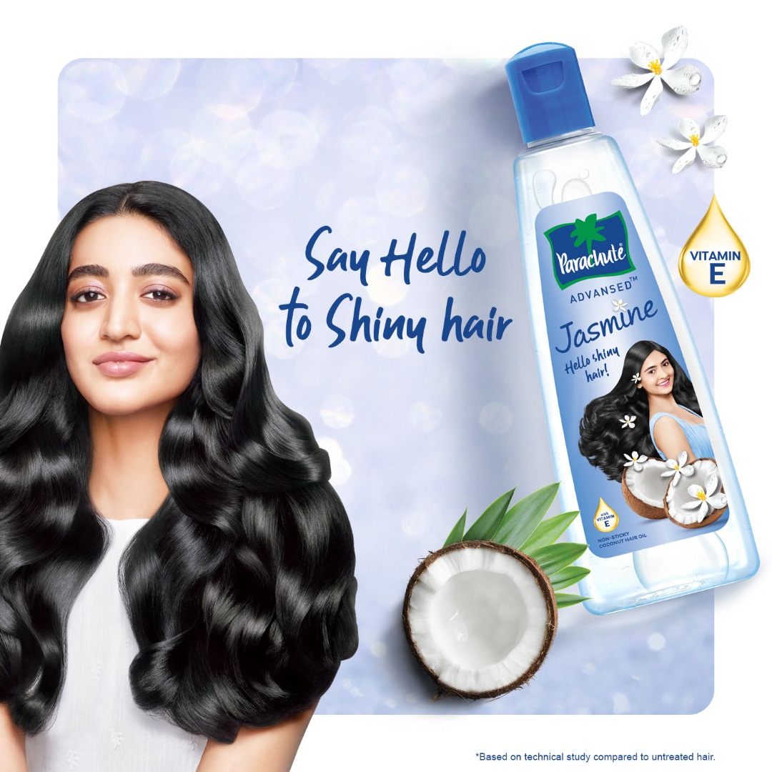 Parachute Advansed Jasmine Coconut Hair Oil with Vitamin E for Healthy Shiny Hair, Non-Sticky