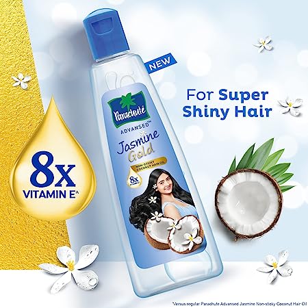 Parachute Advansed Jasmine Gold Coconut Hair Oil With Vitamin-E For Super Shiny Hair