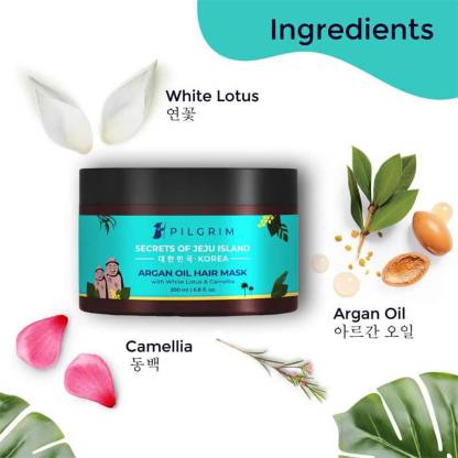 PILGRIM Korean Argan Oil Hair Mask for dry & frizzy hair with White Lotus and Camellia