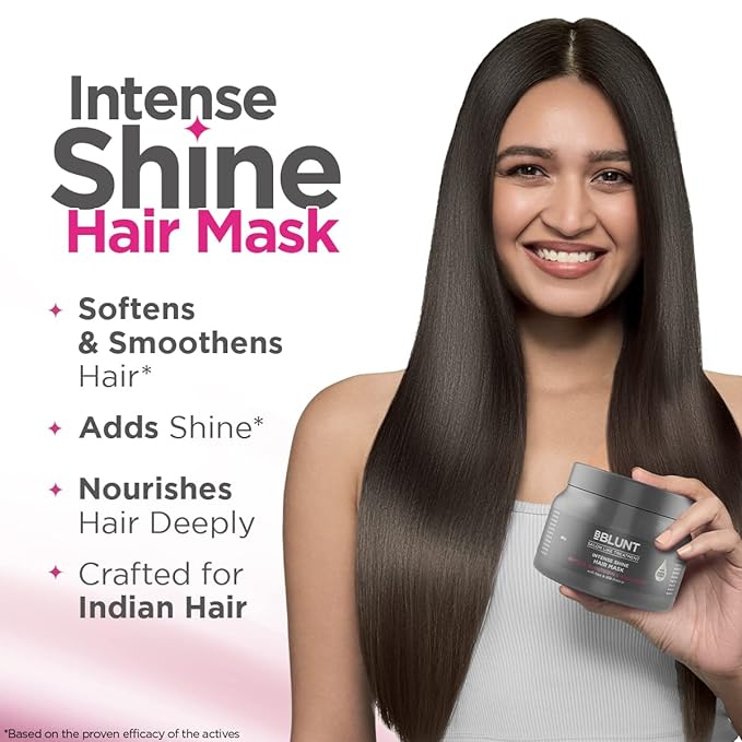 BBLUNT Intense Shine Hair Mask with Rice & Silk Protein for Softer
