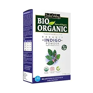 Indus Valley Bio Organic 100% Organic and Herbal Indigo Powder for Natural Hair Coloring | Protects hair from Damage