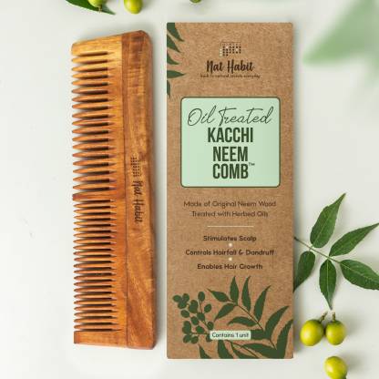 Nat Habit Oil Treated Kacchi Neem Wooden Comb