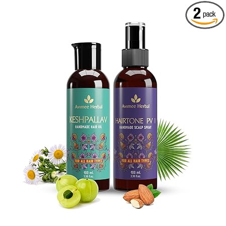 Avimee Herbal Keshpallav Hair Oil & Hairtone PV 1 Scalp Spray Combo Pack