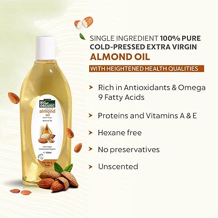 Indus Valley Bio Organic Cold Pressed Almond Oil, Pack of 2