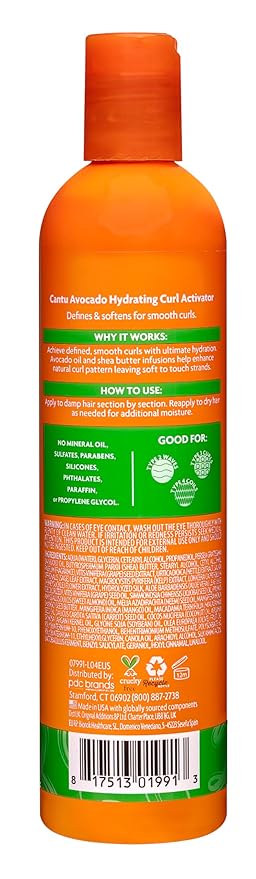 Cantu Avocado Curl Activator Cream With Avocado Oil & Shea Butter 12 Oz