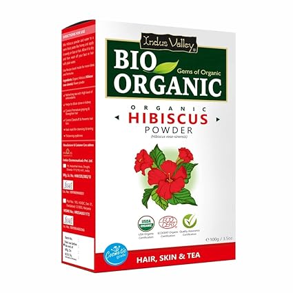 Indus Valley Bio Organic Hibiscus Flower Powder For Face Pack And Hair Mask