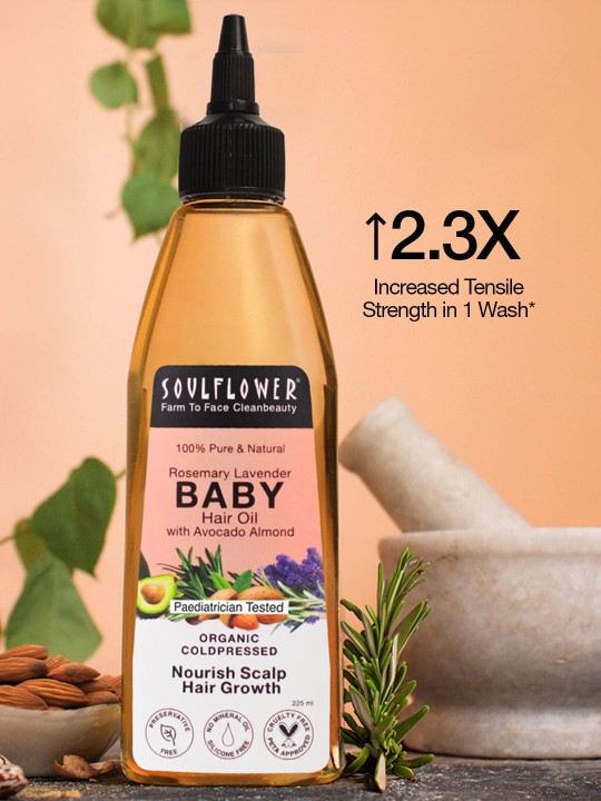 Soulflower Rosemary Baby Hair Oil for Hair Growth, 100% Pure & Natural Organic
