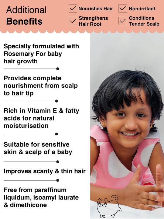Soulflower Rosemary Baby Hair Oil for Hair Growth, 100% Pure & Natural Organic