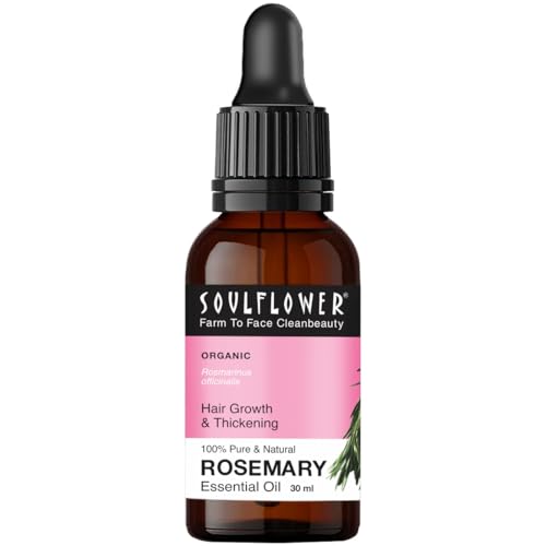 Soulflower Rosemary Essential Oil for Hair Growth, Hair Fall Control and Nourishment, Skin Care
