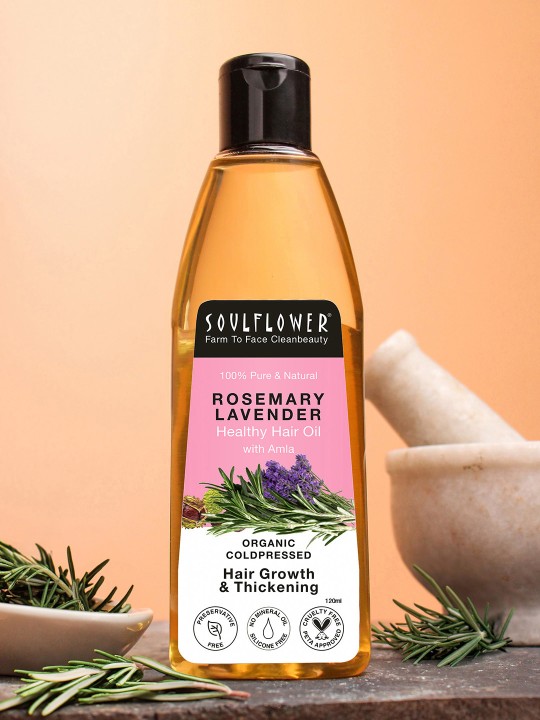 Soulflower Rosemary Lavender Hair Oil For Hair Growth, Hair Fall Control, Healthy Scalp