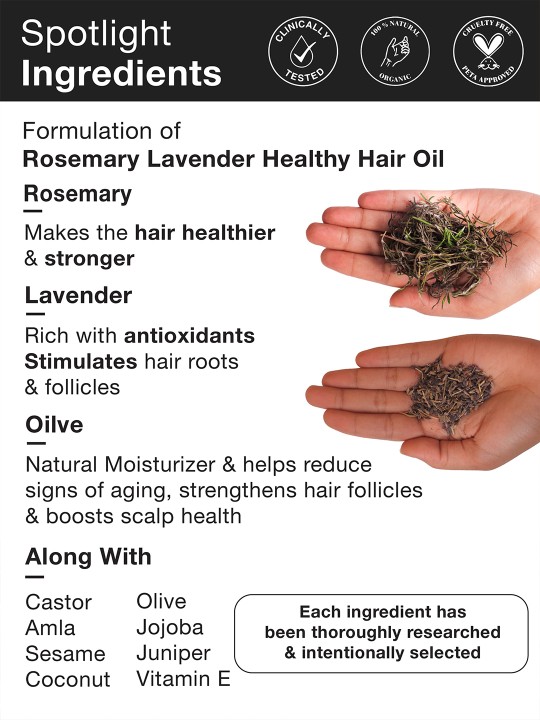 Soulflower Rosemary Lavender Hair Oil For Hair Growth, Hair Fall Control, Healthy Scalp