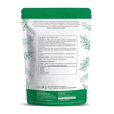 H& C Herbal Ingredients Expert Natural Indigo (Indigofera Tinctoria) Powder for Hair | Black