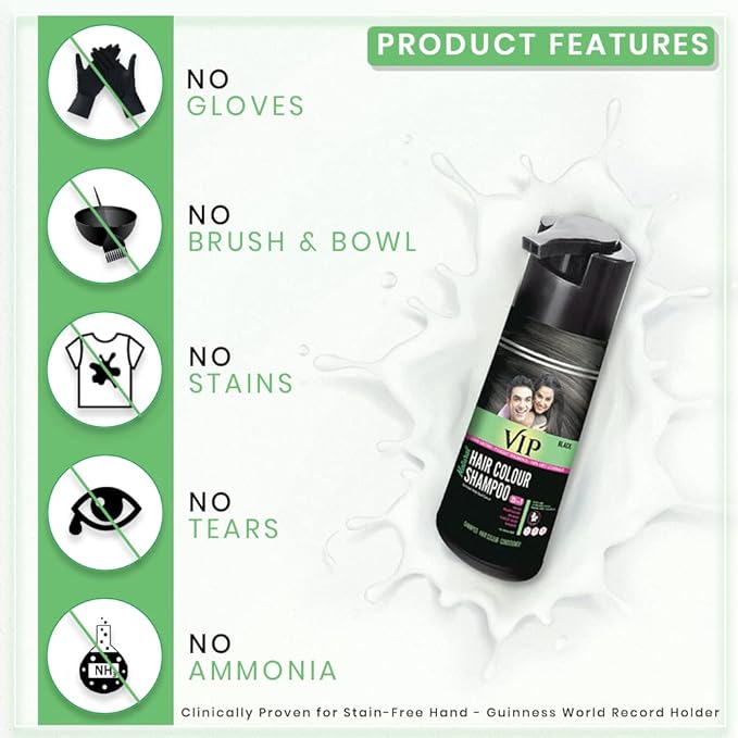 VIP Hair Color Shampoo for Men and Women - Family Pack