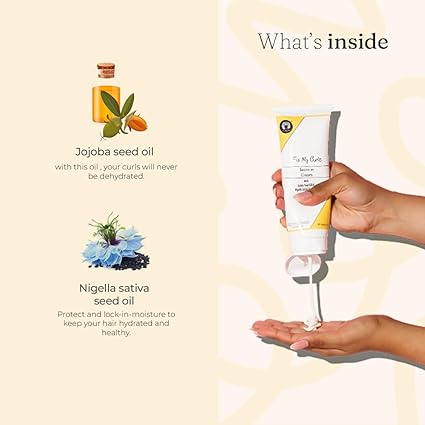 Fix My Curls Leave In Cream With Moisturising Jojoba Oil, Nigella Sativa Oil, & Keratin For Curly, Wavy, Dry & Frizzy Hair