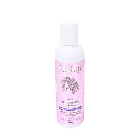 Curl Up Ultra Defining Hair Gel Strong Hold Flaxseed Hair Gel For Dry Frizzy, Wavy & Curly Hair