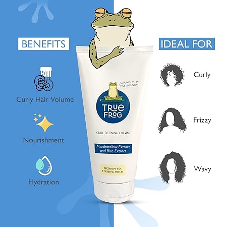 TRue FRoG Curl Defining Cream for Styling Curly | Wavy and Frizzy Hair with Marshmallow Root and Tucuma Butter