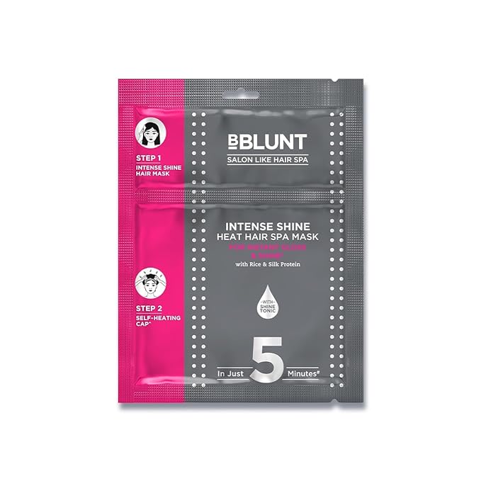 BBLUNT Intense Shine Heat Hair Spa Mask with Rice & Silk Protein for Salon-Like Hair Spa at Home