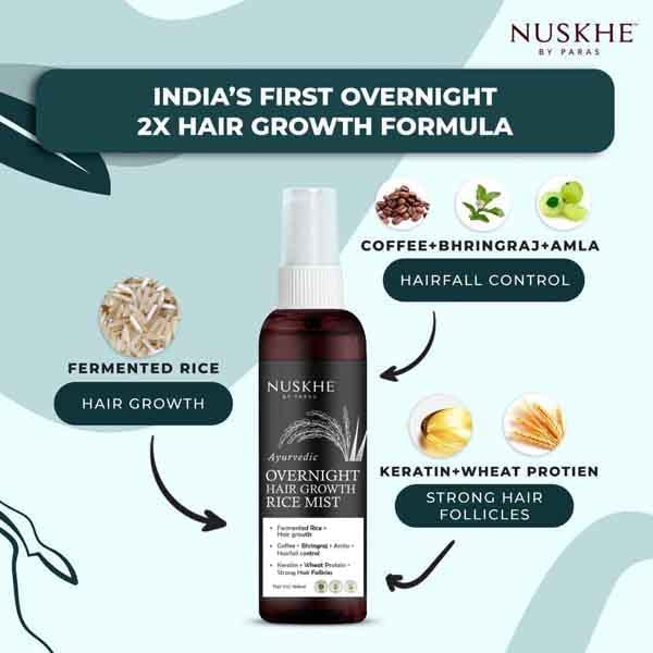 Nuskhe by Paras Ayurvedic Overnight Hair Growth Rice Mist for Extreme Hair Growth