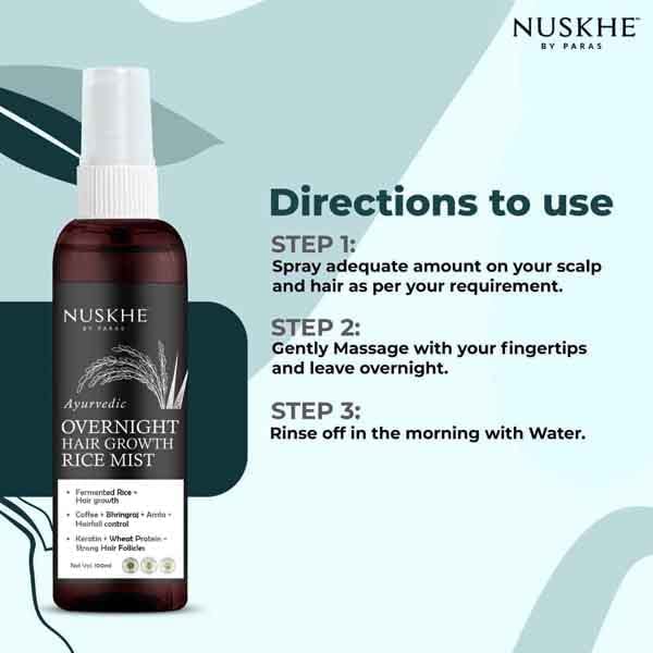 Nuskhe by Paras Ayurvedic Overnight Hair Growth Rice Mist for Extreme Hair Growth