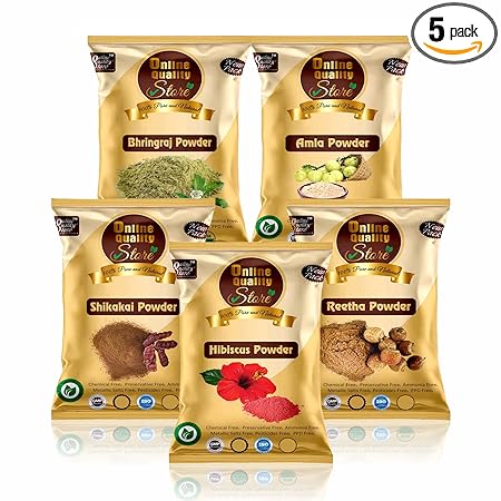 Online Quality Store Amla Reetha Shikakai | Bhringraj and Hibiscus Powder for Hair