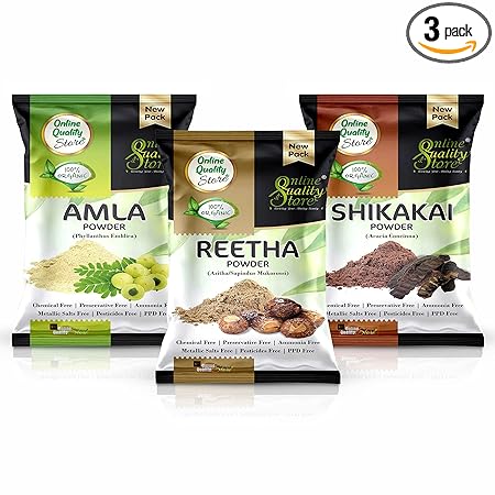 Online Quality Store Amla | Reetha | Shikakai Powder Combo powder Pack for Hair r ( | Total Pack)