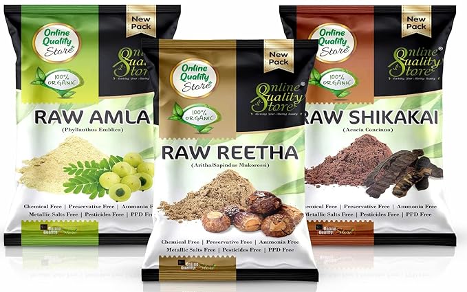 Online Quality Store Reetha Amla Shikakai Combo Raw Form