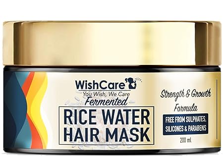 WishCare Fermented Rice Water Hair Mask For Dry & Frizzy Hair - Strength & Growth Formula Free from Mineral Oils | Sulphates & Paraben For All Hair Types
