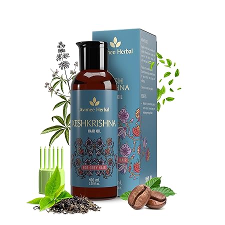 Avimee Herbal Keshkrishna Hair Oil With Indigo | Amla | Currly Leaf and Henna Oil Mineral Oil Free