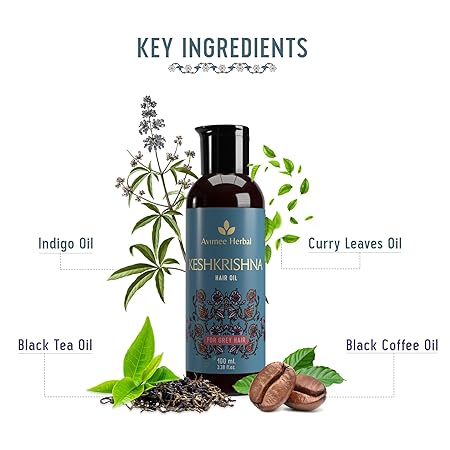 Avimee Herbal Keshkrishna Hair Oil With Indigo | Amla | Currly Leaf and Henna Oil Mineral Oil Free