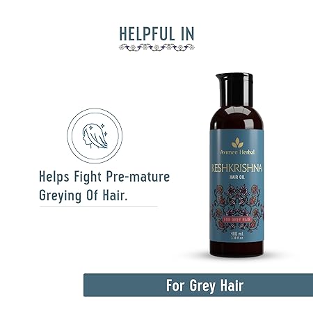 Avimee Herbal Keshkrishna Hair Oil With Indigo | Amla | Currly Leaf and Henna Oil Mineral Oil Free