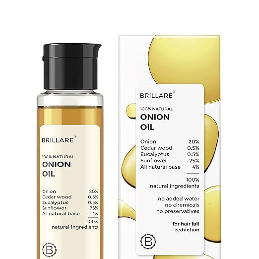 Brillare Onion Hair Oil with the Goodness of Cedar Wood & Sunflower Oil Helps in Hair Fall Control