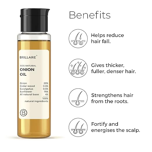 Brillare Onion Hair Oil with the Goodness of Cedar Wood & Sunflower Oil Helps in Hair Fall Control