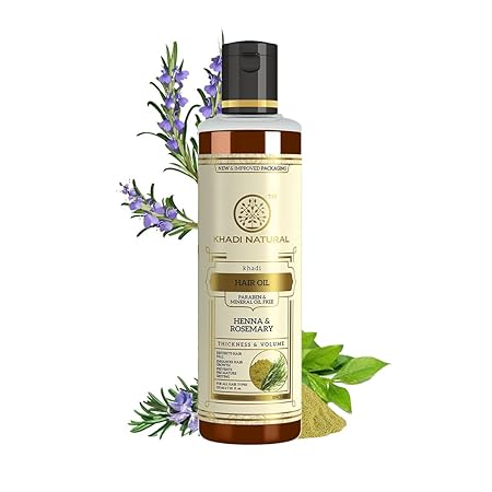 Khadi Natural Rosemary & Henna Hair Oil, Natural Oil For Thick & Voluminous Hair Oil For Controlling Hair Fall & Premature Greying