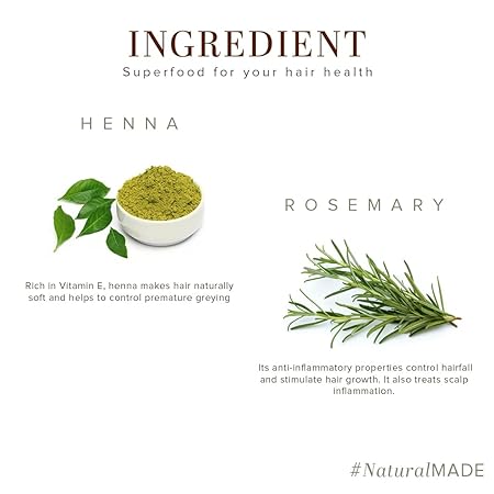 Khadi Natural Rosemary & Henna Hair Oil, Natural Oil For Thick & Voluminous Hair Oil For Controlling Hair Fall & Premature Greying