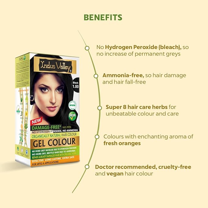 INDUS VALLEY Damage Free Natural Gel Hair Colour for Women Black 1