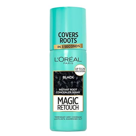 Loreal Paris Instant Root Concealer Spray | Ideal for Touching Up Grey Root Regrowth | Magic Retouch | 1 Black