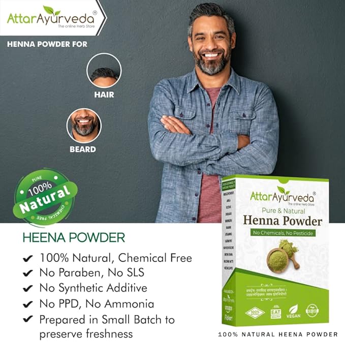 Attar Ayurveda Natural Henna powder for hair Colour and Growth