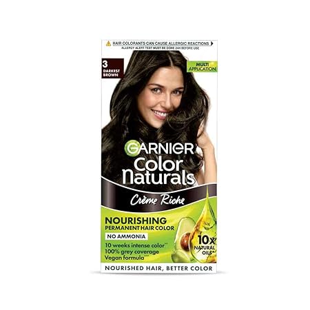 Garnier | Hair Colouring Creme | Long-lasting Colour | Smoothness & Shine | Color Naturals | Shade: 3 Darkest Brown+