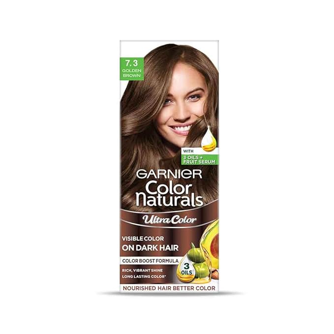 Garnier | Hair Colouring Creme | Long-lasting Colour | Smoothness & Shine | Color Naturals | Shade: 7.3 Golden Brown+