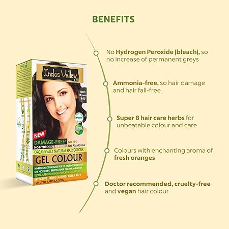 Indus Valley Damage Free Natural Gel Hair Colour for Women, Dark Brown