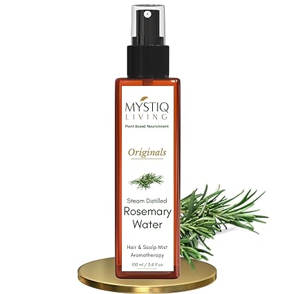 Mystiq Living Rosemary Water for Hair Growth | Mist Spray Steam Distilled 100% Pure and Natural Hydrosol