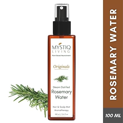 Mystiq Living Rosemary Water for Hair Growth | Mist Spray Steam Distilled 100% Pure and Natural Hydrosol