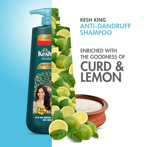 Kesh King Ayurvedic Anti-Dandruff, Reduces Hair Fall Soothes Itchy Scalp No Paraben & No Silicon, 21 Natural Ingredients The Goodness Of Curd, Lemon And Neem Shampoo For Women And Men